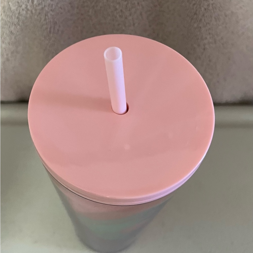 Starbucks 2020 Glitter Pink Green Swirl 24oz Holiday Tumbler with Straw NWT - Picture 8 of 10